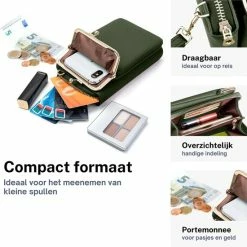 Beste Pirce 🌟 Aanbiedingen 💯 ZILOU® Telefoontasje - Portemonnee - Dames - Kunstleer - Groen 🎁 🔔 -Tassen-Dames Verkoop 550x550 261