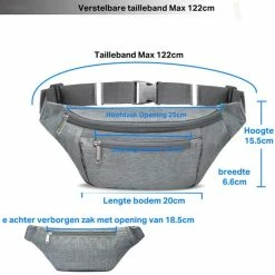 Beste Verkoop 😀 Beste Verkoop 🥰 Traveltime® - Heuptas - Dames / Heren - Funny Pack - 4 Zakken - Waterdicht - 35 X 15.5x 6.6cm - Grijs 😍 😍 -Tassen-Dames Verkoop 550x550 285