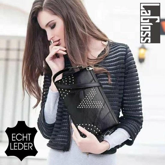 Aanbiedingen π€© Goedkoop π LaGloss ECHT LEDER Damestas Met Studs - Luxe Zacht Leren Crossbody Handtas - Zwarte Schoudertas - Clutch - 24 X 16 Cm π π 3 Aanbiedingen π€© Goedkoop π LaGloss ECHT LEDER Damestas Met Studs - Luxe Zacht Leren Crossbody Handtas - Zwarte Schoudertas - Clutch - 24 X 16 Cm π π