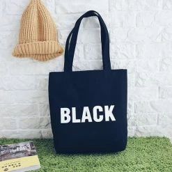 Beste Pirce 🔔 Goedkoopste ⌛ CadeauOnline Katoenen Tote Bag Met Rits BLACK ⭐ 🥰