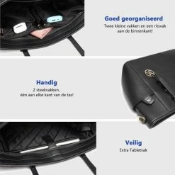 Hete verkoop ❤️ Goedkoop 👍 Miss Lulu Dames Schoudertas - Handtas - Laptoptas 13.3" – Zwart (LM1642 BK) 💯 🌟 -Tassen-Dames Verkoop 550x550 747
