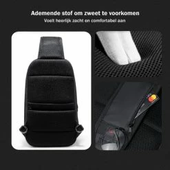 Goedkoop 🔥 Goedkoopste ⭐ Brandie® - Rugzak - Nieuwe Heren Multifunctioneel - Tas - Rugtas - Borsttas - TSA - Anti Diefstal - Grootte 10*20*34 Cm - Schoudertas - Opladen Via USB - Waterdicht - Crossbodytas - 5105 Gewicht 0.65kg - Zwart 🌟 🧨 -Tassen-Dames Verkoop 550x550 807