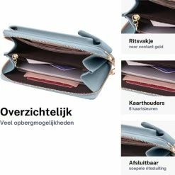 Aanbiedingen 🛒 Goedkoopste 😉 ZILOU® Telefoontasje - Schoudertas - Dames - Kunstleer - Blauw 👍 🛒 -Tassen-Dames Verkoop 550x550 968