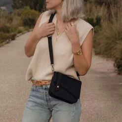 Uitgang 🥰 Coupon 🎁 Violet Hamden Essential Bag Dames Crossbody Tas Leer - Zwart ✨ 👍 -Tassen-Dames Verkoop 550x550 984