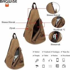 Promo ✨ Nieuw ✔️ Bagwise® - Rugzak - Slingbag - Crossbodytas - Canvas - 10L -Vintage - 1276 Camel Bruin 🔔 ⭐ -Tassen-Dames Verkoop 550x552 1