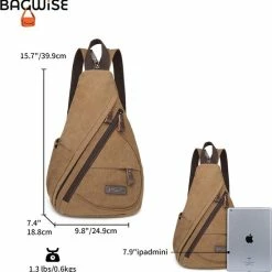 Promo ✨ Nieuw ✔️ Bagwise® - Rugzak - Slingbag - Crossbodytas - Canvas - 10L -Vintage - 1276 Camel Bruin 🔔 ⭐ -Tassen-Dames Verkoop 550x555