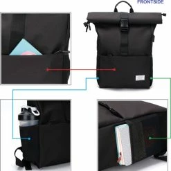 Beste Pirce 👏 Goedkoopste 🧨 Caliyo Massi Miliano Roll-Top Rugzak Unisex 15.6"inch Zwart -(3015-6)- ✔️ 💯 -Tassen-Dames Verkoop 550x558 4