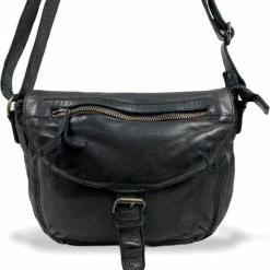 Kopen 😉 Promo 🥰 Bear Design Medium Schoudertas / Crossbody Tas Dames - Leer - Cow Lavato - Zwart 🌟 👏 -Tassen-Dames Verkoop 550x571 8