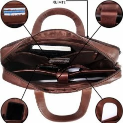 Goedkoop 🥰 Nieuw ⌛ JAP Fashion JAP Business Laptoptas - Echt Leer - Waterdicht - Voor Heren En Dames - 15,6 Inch - Cognac 👏 🔔 -Tassen-Dames Verkoop 550x572 7