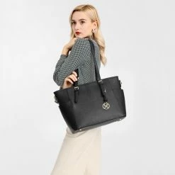 Hete verkoop ❤️ Goedkoop 👍 Miss Lulu Dames Schoudertas - Handtas - Laptoptas 13.3" – Zwart (LM1642 BK) 💯 🌟 -Tassen-Dames Verkoop 550x574 7