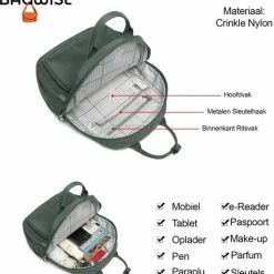 Beste Verkoop 🥰 Gloednieuw ✨ Bagwise® Rugzak - Rugtas - 10 Lt - Dames - Heren - (CR1248) Groen 🥰 🧨 -Tassen-Dames Verkoop 550x578