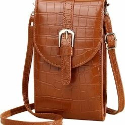 Top 10 ⌛ Top 10 🌟 ZILOU® Telefoontasje - Dames - Croco Motief - Bruin 🧨 ✔️
