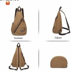 Promo ✨ Nieuw ✔️ Bagwise® - Rugzak - Slingbag - Crossbodytas - Canvas - 10L -Vintage - 1276 Camel Bruin 🔔 ⭐ -Tassen-Dames Verkoop 550x592