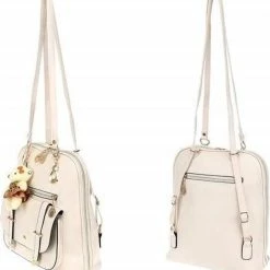 Nieuw 🤩 Korting 💯 LOUZIR Moderne Stijlvolle 3 In 1 PU Lederen Rugzak- Handtas- Schooltas- Schoudertas- Verstelbaar & Opbergvakken -waterbestendig -Beige 🥰 🔥 -Tassen-Dames Verkoop 550x596 7