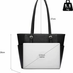 Hete verkoop ❤️ Goedkoop 👍 Miss Lulu Dames Schoudertas - Handtas - Laptoptas 13.3" – Zwart (LM1642 BK) 💯 🌟 -Tassen-Dames Verkoop 550x596 9