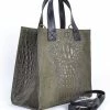 Groothandel ❤️ Flash-uitverkoop 👍 Merkloos Dames Lederen Handtas /Made In Italië/Kroko Print/ Olijfgroen ❤️ 😀 -Tassen-Dames Verkoop 550x601 2
