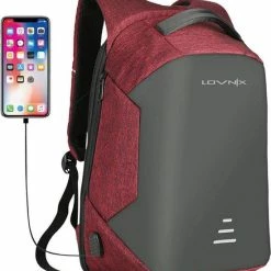 Beste Pirce 👏 Promo 🧨 Lovnix - Anti Diefstal Rugzak - Inclusief Usb Oplaadstation En 3.5mm Audio Jack - 15 Inch Laptopvak - Rood 🎉 🔥 -Tassen-Dames Verkoop 550x608 3