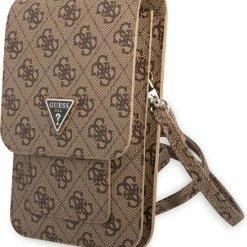 Top 10 🛒 Uitgang 🎉 Guess PU 4G Triangle Universele Telefoonhoes - Bruin 🧨 🧨 -Tassen-Dames Verkoop 550x613 6