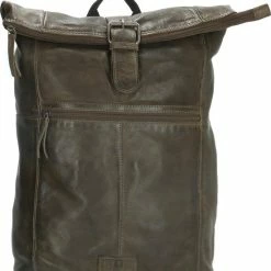 Coupon 😉 Kopen ✨ Old West Paint Rock Leren Rolltop Rugtas 13,3 Inch - Olijf 😍 ❤️