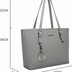 Beste Verkoop 🔥 Korting 🔔 Merkloos Gallantry - Dames Tas Shopper Met Rits - Handtas - Schooltas - Werktas - Geschikt Voor A4 - Grey 🌟 🎁 -Tassen-Dames Verkoop 550x622 5