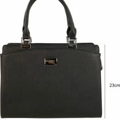 Goedkoop 🥰 Flash-uitverkoop 🔔 Flora & Co Schoudertas Saffiano - Zwart 🛒 🎉 -Tassen-Dames Verkoop 550x635 9