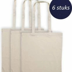 Flash-uitverkoop π₯ Beste deal π RemGoods Katoenen Draagtas - 6 Stuks - Naturel Canvas Tas - Handtas - Tassen - Tote Bag - Met Lange Hengsels - Geschikt Om Te Bedrukken Of Te Decoreren Met O.a. Textielverf, Textielstiften, Verfstiften Etc. βοΈ π―