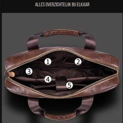 Beste Verkoop 😀 Aanbiedingen 🛒 Laptoptas 15 Inch Schoudertas Heren Handtas Waterdichte Tas Leder Deep Coffee Leer - Urban U® 🎉 ❤️ -Tassen-Dames Verkoop 550x650 6