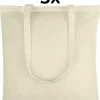 Beste deal 😉 Gloednieuw 🛒 PrimeAmbition Katoenen Tas - Naturel – 42x38cm - 5 Stuks – Tote Bag – Canvas Tas –Shopper – Boodschappentas - Draagtas – Schoudertas 🔥 ✨