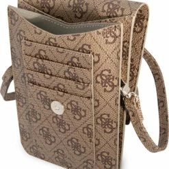 Top 10 🛒 Uitgang 🎉 Guess PU 4G Triangle Universele Telefoonhoes - Bruin 🧨 🧨 -Tassen-Dames Verkoop 550x653 6