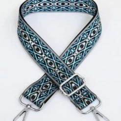Kopen 😉 Hete verkoop 🧨 JONQ Bag Strap - Bagstrap - Tassenriem - Schouderband - Verstelbaar - Zilver/Blauw Motief - Zilveren Gesp 🔥 🥰