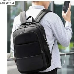Korting ⌛ Nieuw 🔥 San Vitale® - Rugzak 2.0 Met USB Poort - Schooltas - 16 Inch Laptop Rugtas - Dames/Heren - 30L - Waterafstotend - Grijs ⭐ 😉 -Tassen-Dames Verkoop 550x669 2