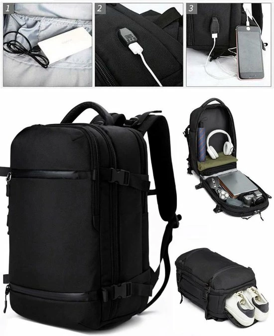 Nieuw β€οΈ Nieuw π Omnistow π π Handbagage Rugzak - 47x29x20cm - Cabin Approved π π Backpack - Zwart - 27L - Waterafstotend - Laptopvak π π 9 Nieuw β€οΈ Nieuw π Omnistow π π Handbagage Rugzak - 47x29x20cm - Cabin Approved π π Backpack - Zwart - 27L - Waterafstotend - Laptopvak π π - Afbeelding 7