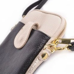 Groothandel 👏 Beste deal ⌛ Giuliano Leren Telefoontasje - Schoudertas - Zwart / Beige 😉 👍 -Tassen-Dames Verkoop 550x697 5