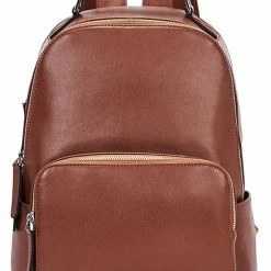 Beste Verkoop ⌛ Goedkoop 🎉 Merkloos Bostanten | Lederen Rugzak | Casual Reistas | Handtas | College Tas | Luxe Uitvoering | Met Trolley Sleeve | Multi- Compartiment | Met Ruimte Voor Tablet En Laptop | Damestas | Leer | Cognac ✔️ 🎁