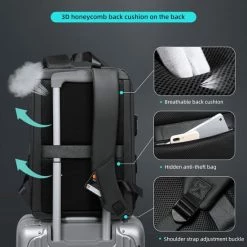 Begroting 🔔 Beste recensies van 🎁 FENRUIEN Bange Rugtas - 15,6 Inch - Laptop Rugzak - USB-aansluiting - TSA Slot - Waterafstotend - Zwart - Incl. Smart Thermosfles 🔔 😍 -Tassen-Dames Verkoop 550x702 8