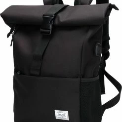 Beste Pirce 👏 Goedkoopste 🧨 Caliyo Massi Miliano Roll-Top Rugzak Unisex 15.6"inch Zwart -(3015-6)- ✔️ 💯