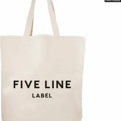 Beste Pirce 🎁 Beste Verkoop ⌛ FIVE LINE LABEL - Canvas Tas - Grote Shoppers - Biologisch Katoen - Draagtas - Schoudertas - 39 X 42 X 6cm 🧨 🔥