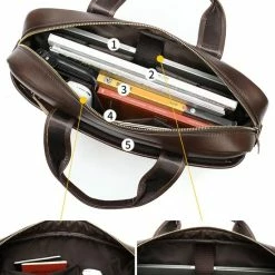 Goedkoop 👏 Hete verkoop ❤️ Laptoptas 15 Inch Schoudertas Heren Handtas Waterdichte Tas Leder Dark Coffee - Urban U® 💯 🤩 -Tassen-Dames Verkoop 550x712 1