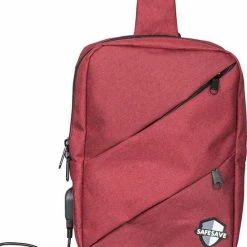 Aanbiedingen 🔥 Goedkoopste 🎉 SafeSave Rugtas – Crossbodybag Met Usbaansluiting – Slingbag - Waterafstotend – Rugtas – Rugzak – Schoudertas – Tas – Telefoon Of Tablet Opladen – Usb Ingang – Rood 😀 ✔️ -Tassen-Dames Verkoop 550x794