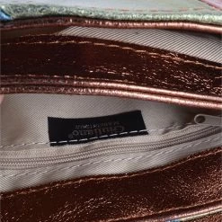 Uitgang 💯 Kopen 🎁 Giuliano Rainbow Metallic Schoudertas - Petrol / Olijfgroen 😉 ❤️ -Tassen-Dames Verkoop 550x803 3