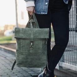 Beste Verkoop 😀 Begroting ⭐ Beocca - Leren Rugzak Cleo Groen - 14" Laptoptas ⭐ ❤️ -Tassen-Dames Verkoop 550x824 17