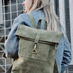 Beste Verkoop 😀 Begroting ⭐ Beocca - Leren Rugzak Cleo Groen - 14" Laptoptas ⭐ ❤️ -Tassen-Dames Verkoop 550x824 19