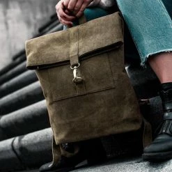 Beste Verkoop 😀 Begroting ⭐ Beocca - Leren Rugzak Cleo Groen - 14" Laptoptas ⭐ ❤️ -Tassen-Dames Verkoop 550x824 20