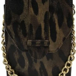 Nieuw 🔔 Korting 🔔 Mosz MŌSZ Leopard Dames Telefoontasje / Crossbody / Phonebag - Leer - Bruin 😉 😀